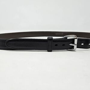 JAMES CULVER HANDMADE BLACK LEATHER SILVER BUCKLE MENS BELT SIZE 46 1.25" WIDE